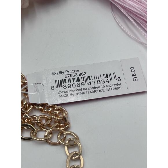 Lilly Pulitzer Light Pretty in Pink Long Beaded Tassel Statement Necklace new - Picture 7 of 8